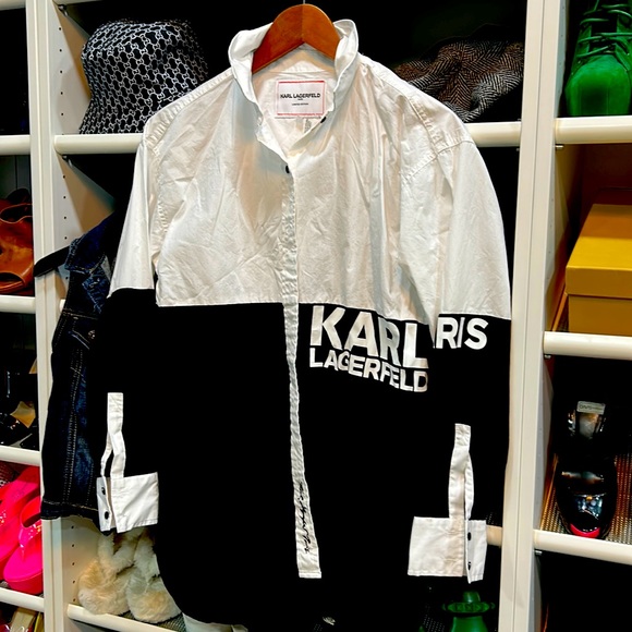 2022 KARL LAGERFELD Paris Limited Edition Button Down Blouse. Size S. - Picture 1 of 10
